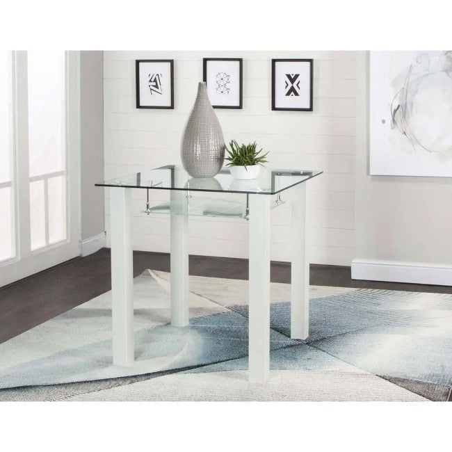 Mesa de comedor cuadrada de color blanco napa