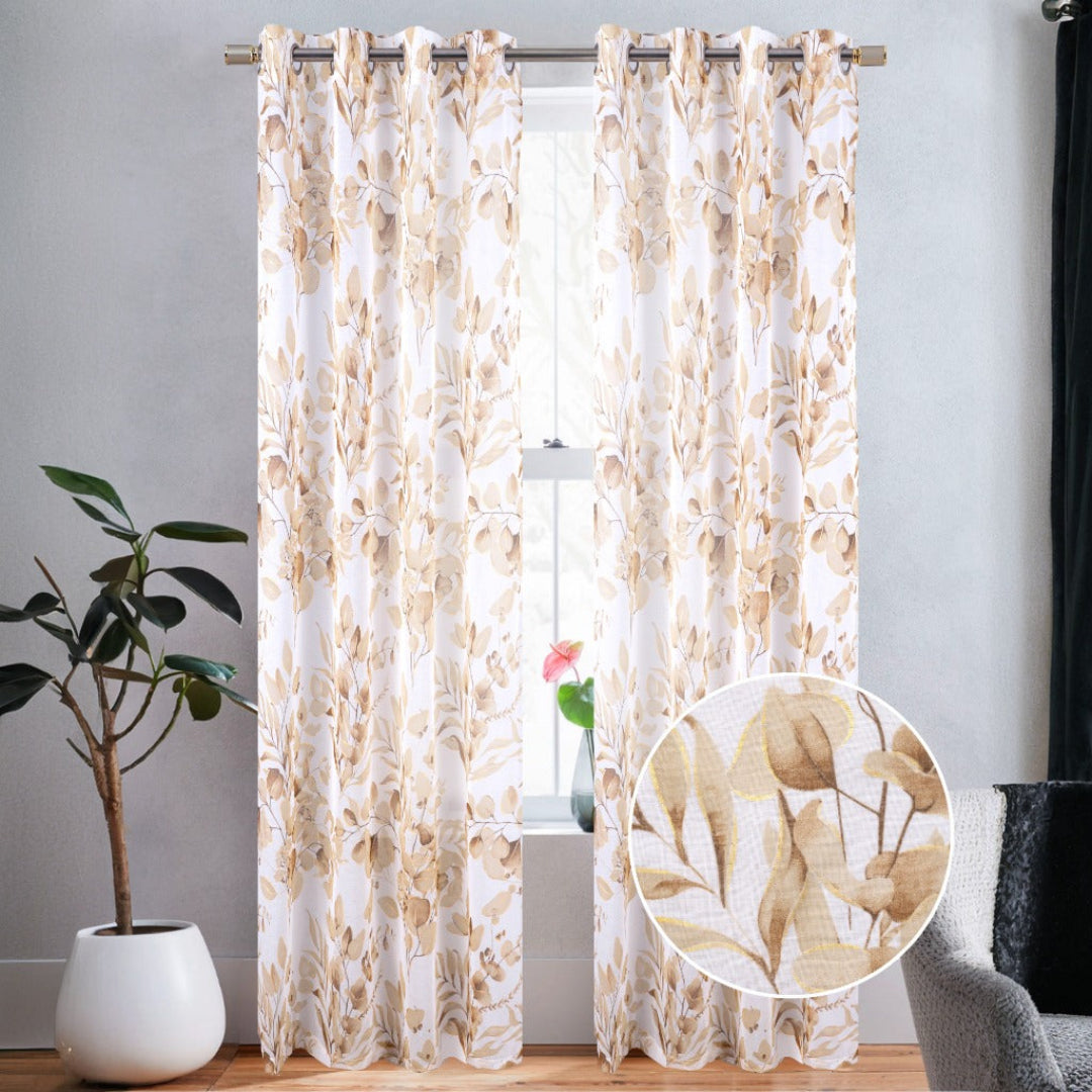 Alisa Metallic Botanical Print Grommet Panel
