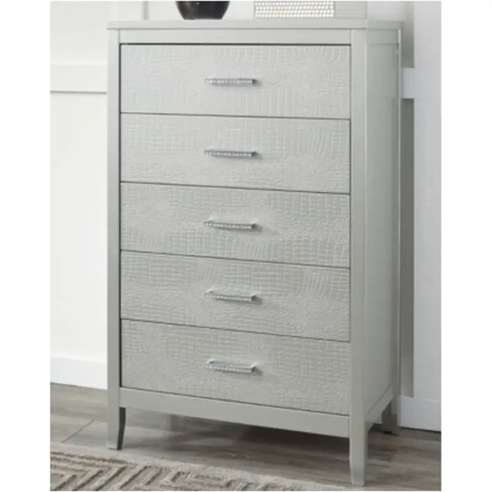 Olivet 5 Drawer Chest - Silver