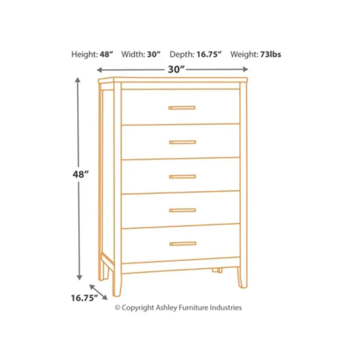 Olivet 5 Drawer Chest - Silver