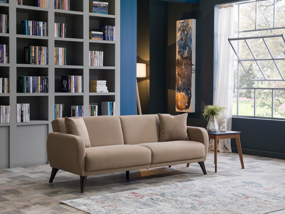 Functional Light Gray Flexy Sofa with Sleeper and Storage Capabilities