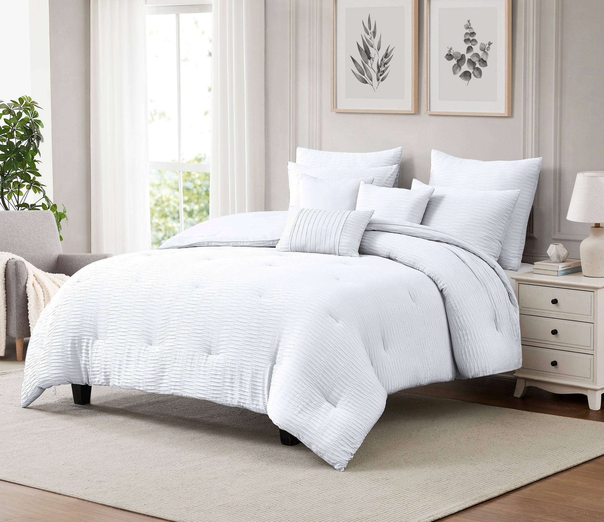 Bryce 8Pc Waffle Jacquard Comforter - Dream Decor