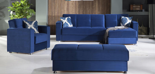 Elegant Sectional in Velvety Royal Blue