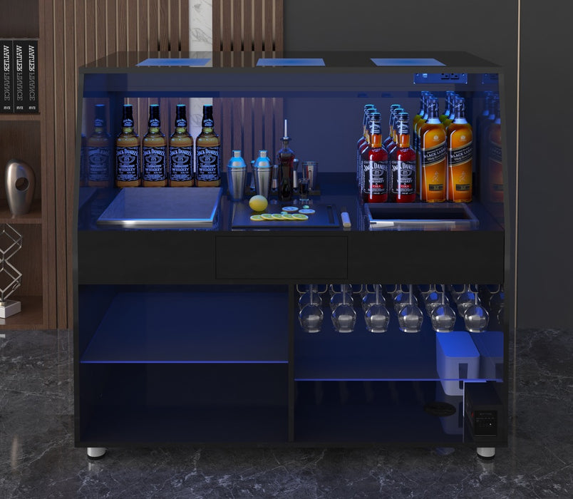 Luxury Bar with Built-in Bluetooth Entertainment System and Multi-color LED Lighting