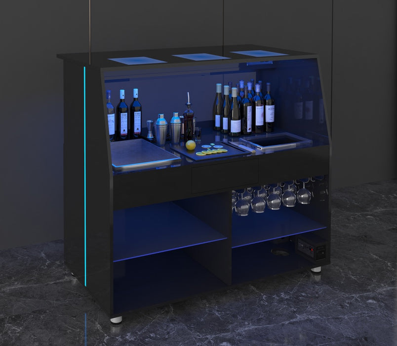 Luxury Bar with Built-in Bluetooth Entertainment System and Multi-color LED Lighting