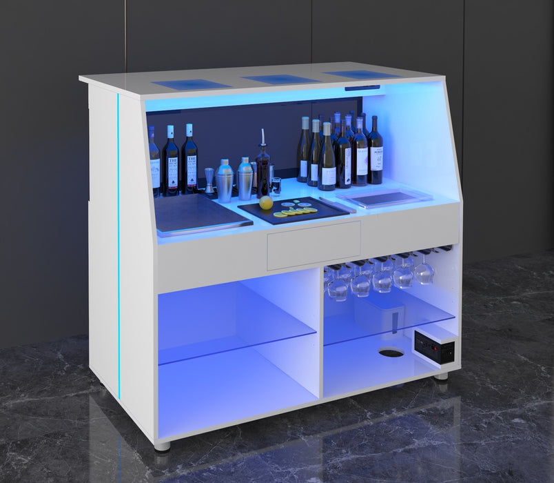 Luxury Bar with Built-in Bluetooth Entertainment System and Multi-color LED Lighting